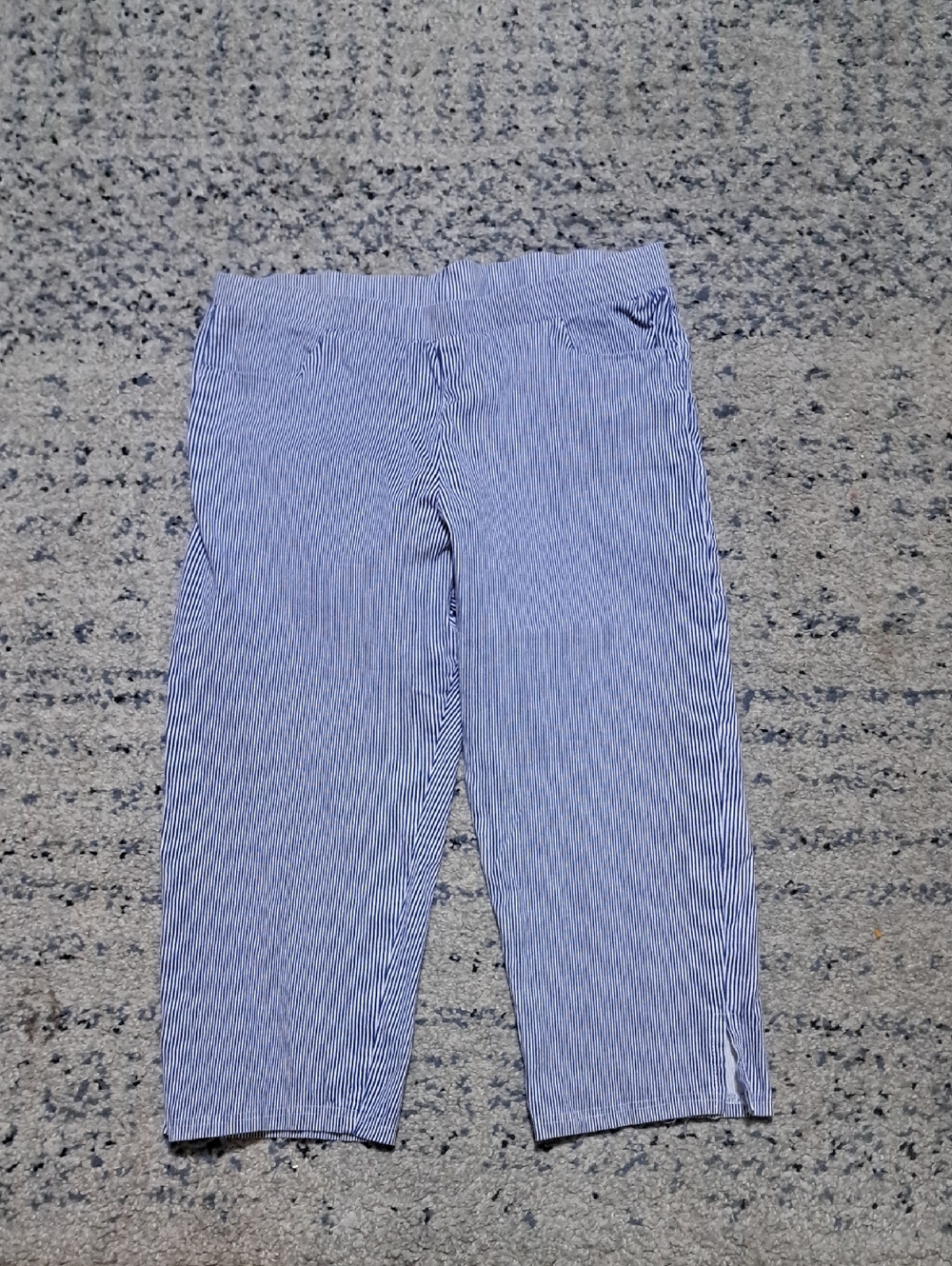 Blue Striped Women's Capris - Comfortable Pull-On Style